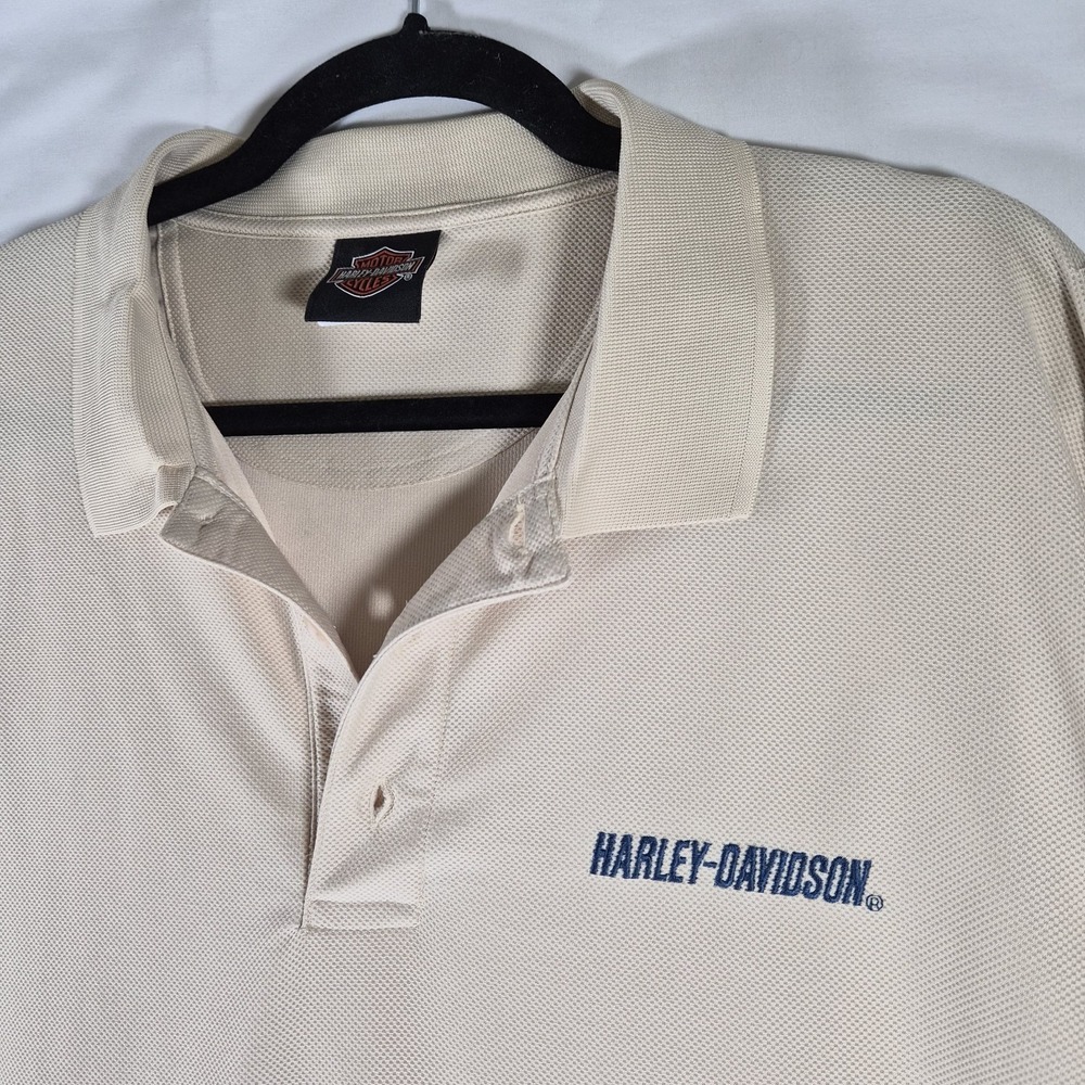 Harley-Davidson Polo Shirt Men's XL Beige Performance Mesh Short Sleeve...‎
